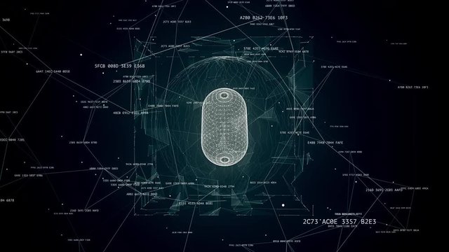 abstract tech background animation, rotating object in the sphere