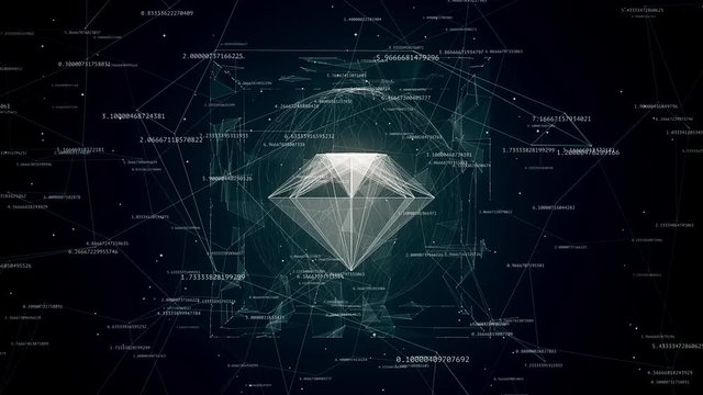 abstract tech background animation, rotating object in the sphere