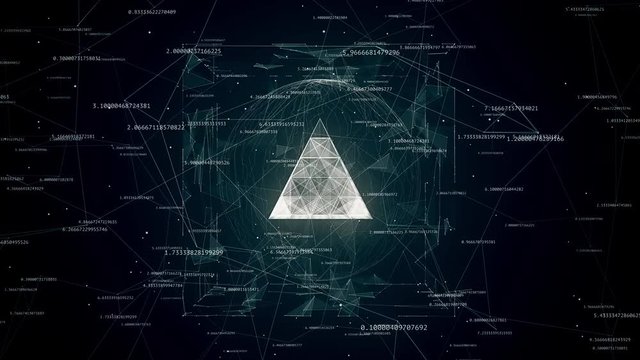 abstract tech background animation, rotating object in the sphere