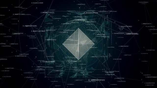 abstract tech background animation, rotating object in the sphere