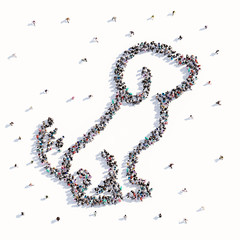 Many people people form a dog