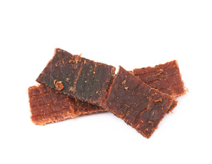 Sliced cured meat flakes isolated