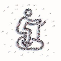 A lot of people form a training person