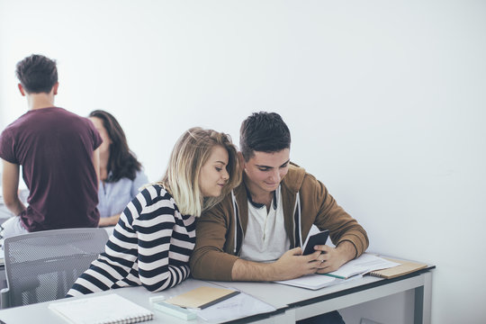 High School Students Using Cell Phone