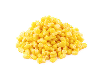 Pile of canned corn isolated