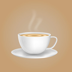 premium white ceramic coffee cup.cappuccino coffee in white ceramic cup.realistic ceramic coffee cup vector design.