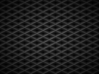 Vector black embossed pattern plastic grid background. Technology diamond shape cell dark geometric pattern
