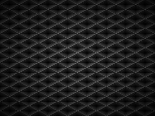 Vector black embossed pattern plastic grid background. Technology diamond shape cell dark geometric pattern