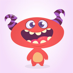 Funny cartoon alien. Vector illustration. Design for print, sticker or cgildren book