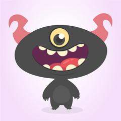 Funny cartoon one-eyed alien. Vector illustration of alien monster charater