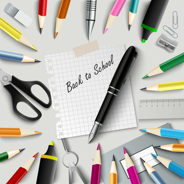 Back to school with design aids on background