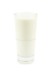 Tall glass of milk isolated