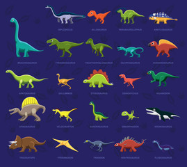 Various Dinosaur Side View Cartoon Vector Illustration © bullet_chained