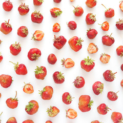Berry pattern. Strawberries isolated on white background. 