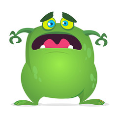 Scary cartoon monster. Vector green monster illustration. Halloween design