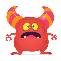 Scared cartoon monster devil