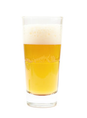 Tall glass of lager beer isolated