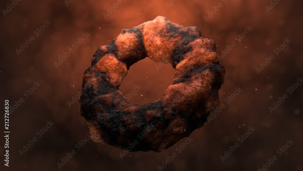Poster 3d render abstract organic shape with strong displacement. deformed geometry with detail surface. me