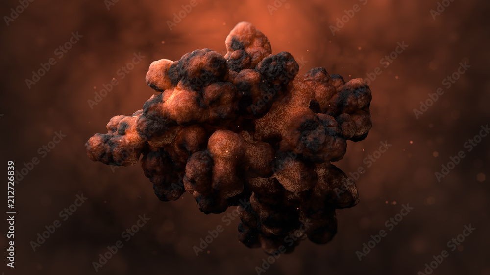 Poster 3d render abstract organic shape with strong displacement. deformed geometry with detail surface. me