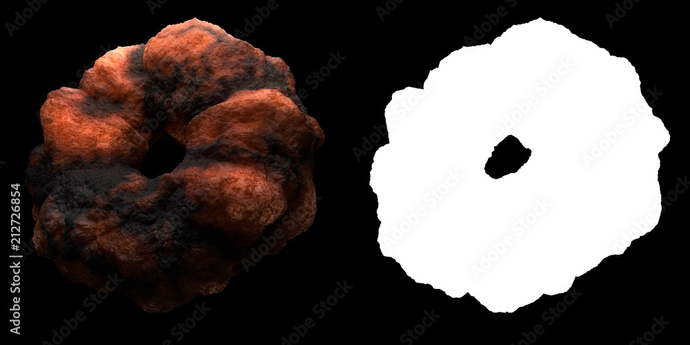 Aufkleber 3d render abstract organic shape with strong displacement. isolated deformed geometry with detail su