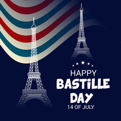 Fototapeta na wymiar 14th of July. Happy Bastille Day. 