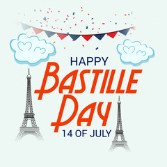 Fototapeta na wymiar 14th of July. Happy Bastille Day. 