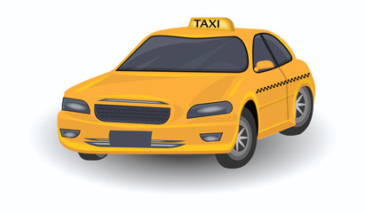 Taxi - yellow car - isolated on white background - art vector