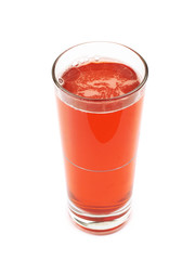 Glass of red juice isolated