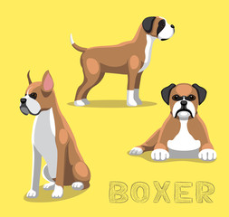 Dog Boxer Cartoon Vector Illustration