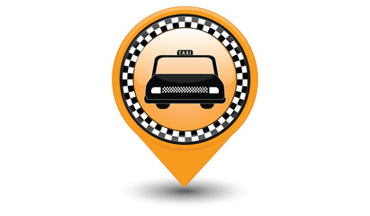 Icon of taxi service - Placemark Map pointer navigation - isolated on white background - art vector