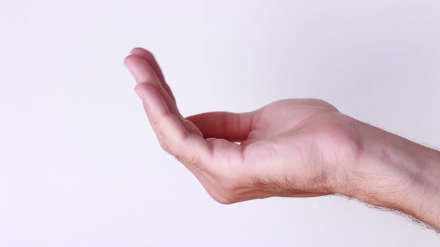 Male hand calling up gesture