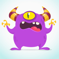 Scary cartoon monster character with one eye. Vector illustration for Halloween