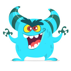 Angry cartoon small troll . Vector illustration of a little creepy monster