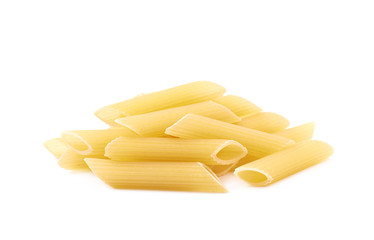 Dry penne pasta isolated