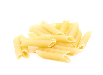 Dry penne pasta isolated
