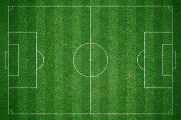 Green football field, soccor field from top view.