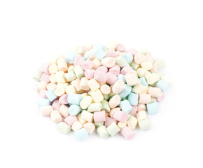 Pile of mini marshmallows isolated