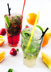 Tradition Summer drink mojito with lime and mint,