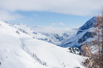 Fototapeta na wymiar Dolomites Mountains in the winter