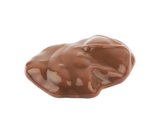 Puddle of chocolate pudding isolated