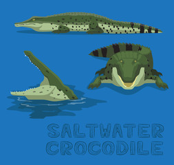 Naklejka premium Saltwater Crocodile Cartoon Vector Illustration