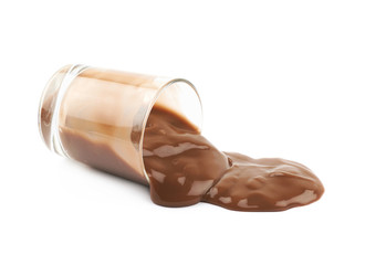 Glass shot of chocolate pudding