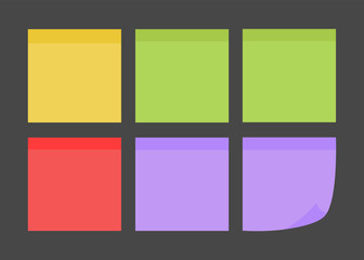 Vector illustration of multicolor post it notes. Colored sheets of note papers
