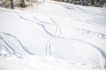 Snow traces in Dolomites Mountains