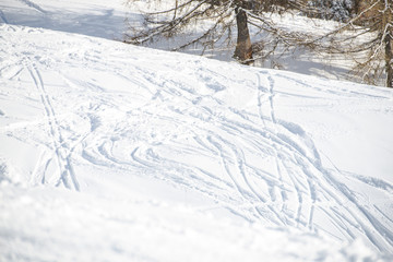 Snow traces in Dolomites Mountains