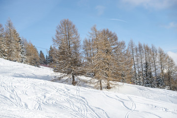 Ski resort in Dolomites Mountains, Carreza , Italy