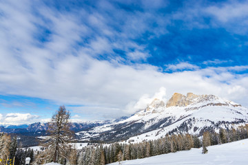 Fototapeta na wymiar Ski resort in Dolomites, Carezza ski ,Italy