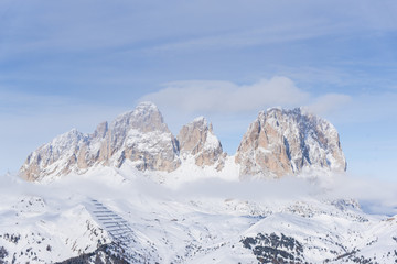 Fototapeta na wymiar Ski resort in Dolomites Mountains, Italy
