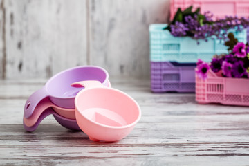 Pink and Purple Silicone Molds for Rice Portioning