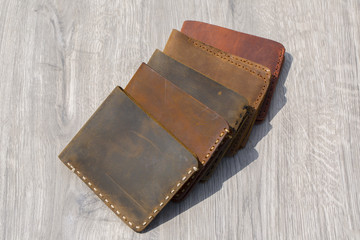 Leather Wallet on wooden table